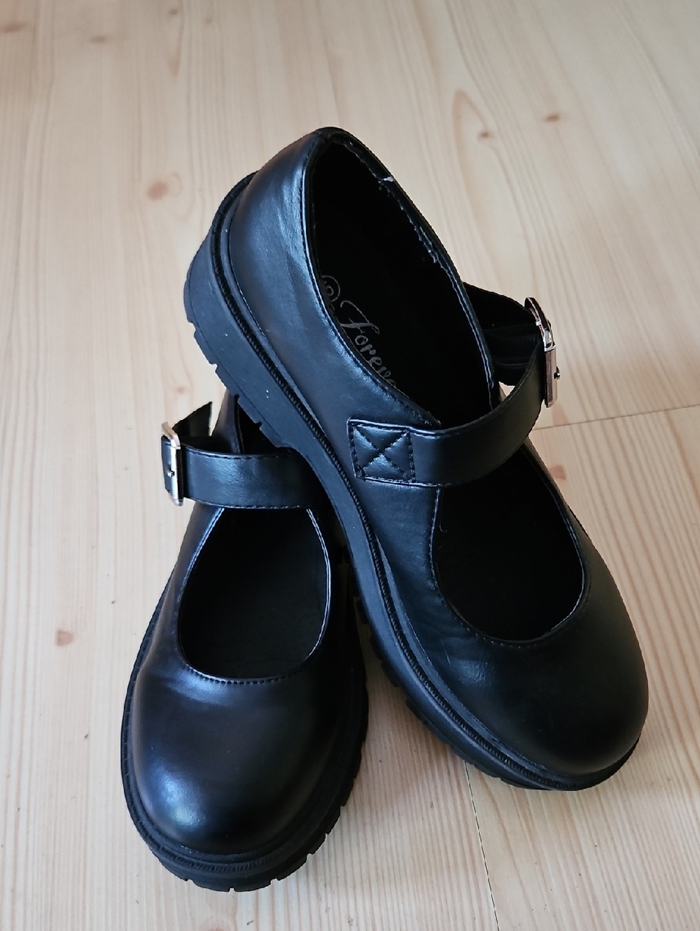 Forever Black  Mary Jane Strap Shoes